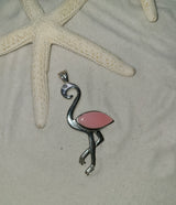 LARIMAR and Sterling Silver FLAMINGO on Italian Sterling Silver Chain (Rolo 040) - LarimarOcean