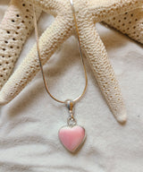 CONCH SHELL or LARIMAR SMALL HEART NECKLACE WITH ITALIAN STERLING SILVER CHAIN - LarimarOcean