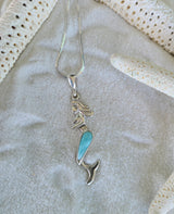 Larimar mermaid little pendant on Italian Sterling Silver chain - LarimarOcean