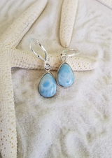 LARIMAR and Sterling Silver Teardrop Reg. Earrings - LarimarOcean