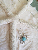 Larimar & Sterling Silver Sun Small Pendant with Italian Sterling Silver Chain - LarimarOcean