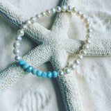 Freshwater Pearl & Larimar (8 Larimar gems 6mm) Bracelet - LarimarOcean