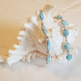 LARIMAR and Sterling Silver 7-Stone Big Marquise Bracelet - LarimarOcean