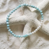 LARIMAR & FRESHWATER PEARL  STRETCH BRACELET - LarimarOcean