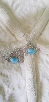 LARIMAR & STERLING SILVER CRAB EARRINGS - LarimarOcean