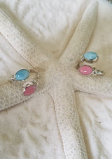LARIMAR & CONCH & STERLING SILVER OPEN WRAP RING - LarimarOcean