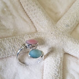 LARIMAR & CONCH & STERLING SILVER OPEN WRAP RING - LarimarOcean