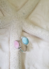 LARIMAR & CONCH & STERLING SILVER OPEN WRAP RING - LarimarOcean