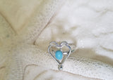 LARIMAR and Sterling Silver decorative Heart Ring - LarimarOcean