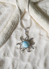 Larimar & Sterling Silver Sun Small Pendant with Italian Sterling Silver Chain - LarimarOcean