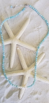 LARIMAR & FRESHWATER PEARL NECKLACE with extender - LarimarOcean