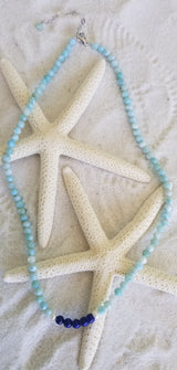 LARIMAR & FRESHWATER PEARL NECKLACE with extender - LarimarOcean