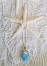 Larimar and Sterling Silver Filigree Med.Organic shape Pendant (4) with Italian Sterling Silver Chain - LarimarOcean