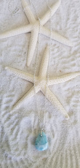 Larimar and Sterling Silver Filigree Med.Organic shape Pendant (4) with Italian Sterling Silver Chain - LarimarOcean