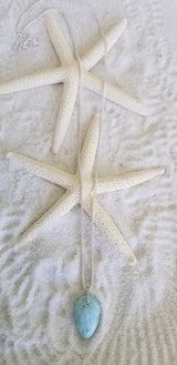 Larimar and Sterling Silver Med. Organic shape simple (2) Pendant with Italian Sterling Silver Chain - LarimarOcean