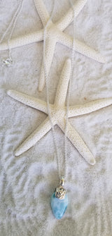 Larimar and Sterling Silver Filigree med. Organic shape (3) Pendant with Italian Sterling Silver Chain - LarimarOcean