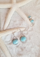 LARIMAR & Sterling Silver Mercedes Big Earrings - LarimarOcean