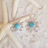 LARIMAR & STERLING SILVER SUN EARRINGS - LarimarOcean