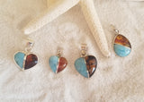 Larimar & Amber med. Heart Pendant with Italian Sterling Silver Chain - LarimarOcean