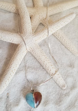 Larimar & Amber med. Heart Pendant with Italian Sterling Silver Chain - LarimarOcean