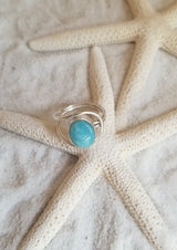 Larimar & Sterling Silver Mercedes Ring - LarimarOcean