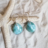 Larimar and Sterling Silver Med.Organic shape Earrings - LarimarOcean