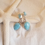 Larimar and Sterling Silver 2stone big Teardrop and Oval Post Earrings - LarimarOcean