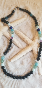 EMF Protection Necklace with Larimar and Black Tourmaline - LarimarOcean