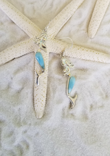 Larimar & Sterling Silver Mermaid Earrings - LarimarOcean