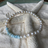 Freshwater Pearl & Larimar (8 Larimar gems 6mm) Bracelet - LarimarOcean