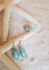 LARIMAR and Sterling Silver Teardrop Reg. Earrings - LarimarOcean