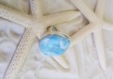 LARIMAR and Sterling Silver xBig off-ctr Teardrop Ring - LarimarOcean