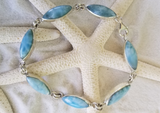 LARIMAR and Sterling Silver 7-Stone Big Marquise Bracelet - LarimarOcean