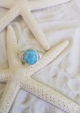 LARIMAR and Sterling Silver Med. Oval 2-wire Ring - LarimarOcean