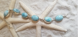 Larimar and Sterling Silver Big Oval 6-stone Bracelet - LarimarOcean