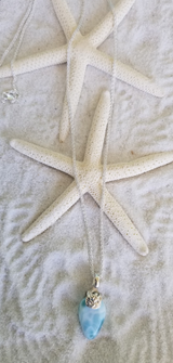 Larimar and Sterling Silver Filigree Med.Organic shape Pendant (4) with Italian Sterling Silver Chain - LarimarOcean