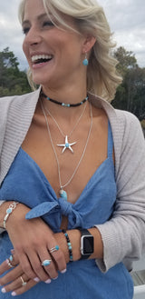 EMF Protection Necklace with Larimar and Black Tourmaline - LarimarOcean