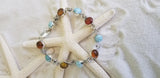 Larimar & Amber & Sterling Silver small round 10-stone Bracelet - LarimarOcean