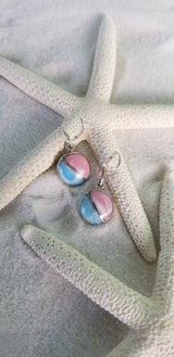 Larimar & Conch round Sterling Silver Earrings - LarimarOcean