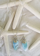 Larimar and Sterling Silver Filigree Organic shape Pendants (6) with Italian Sterling Silver Chain - LarimarOcean