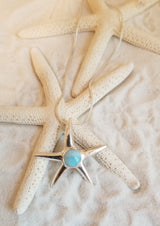 LARIMAR & Sterling Silver BIG STARFISH with ITALIAN Sterling Silver chain - LarimarOcean
