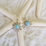 LARIMAR & STERLING SILVER SUN EARRINGS - LarimarOcean