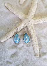 Larimar and Sterling Silver Med. Teardrop Wire design Earrings - LarimarOcean