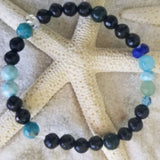 EMF Protection Bracelet with Black Tourmaline/Larimar/Herkimer Diamond/Aventurine - LarimarOcean