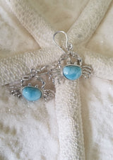 LARIMAR & STERLING SILVER CRAB EARRINGS - LarimarOcean