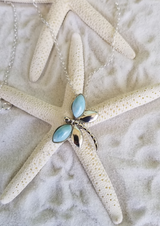 LARIMAR and Sterling Silver small Dragonfly with Italian Sterling Silver Chain - LarimarOcean