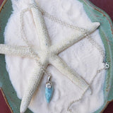 Larimar and Sterling Silver Filigree Organic shape Pendants (6) with Italian Sterling Silver Chain - LarimarOcean