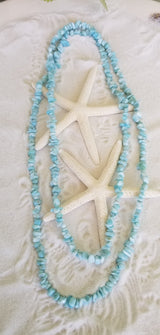 LONG LARIMAR CHIP NUGGET NECKLACE - LarimarOcean