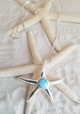 LARIMAR & Sterling Silver BIG STARFISH with ITALIAN Sterling Silver chain - LarimarOcean