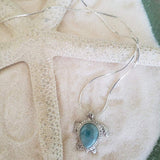 Larimar & Sterling Silver Turtle Large Pendant with Italian Sterling Silver Chain - LarimarOcean